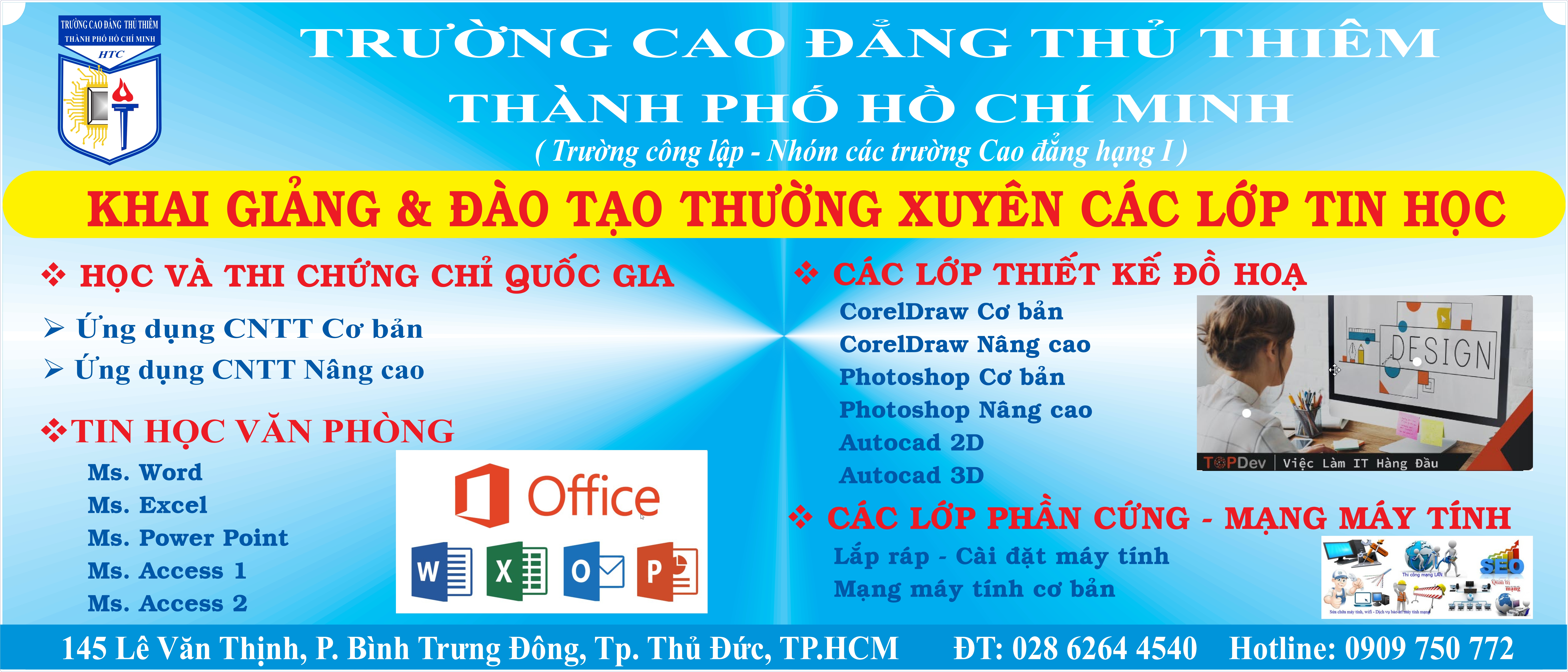TUYỂN SINH CÁC LỚP NGHỀ NGẮN HẠN